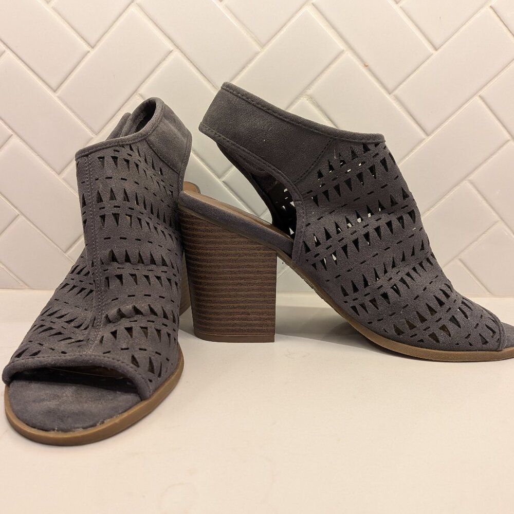 Indigo Road Open Toe Faux Suede Heels- Size 9